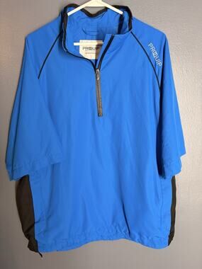 ProQuip Jacket Mens Large Blue 1/4 Zip Ultralight Performance Windbreaker Golf